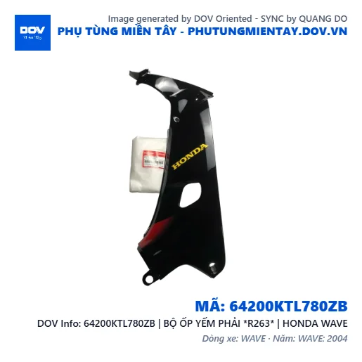64200KTL780ZB | BỘ ỐP YẾM PHẢI *R263* | HONDA WAVE — 64200KTL780ZB