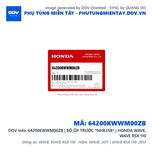 64200KWWM00ZB | BỘ ỐP TRƯỚC *NHB35B* | HONDA WAVE, WAVE RSX 110 — 64200KWWM00ZB