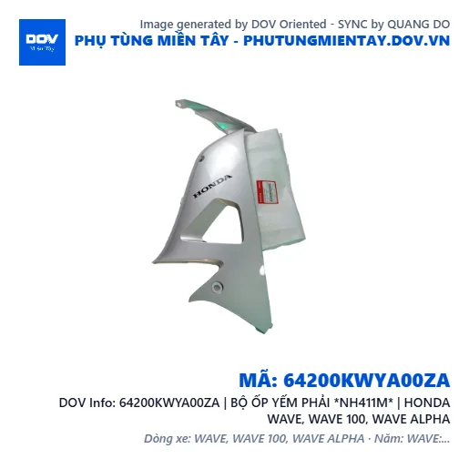 64200KWYA00ZA | BỘ ỐP YẾM PHẢI *NH411M* | HONDA WAVE, WAVE 100, WAVE ALPHA — 64200KWYA00ZA