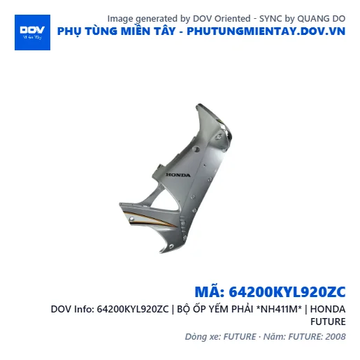 64200KYL920ZC | BỘ ỐP YẾM PHẢI *NH411M* | HONDA FUTURE — 64200KYL920ZC