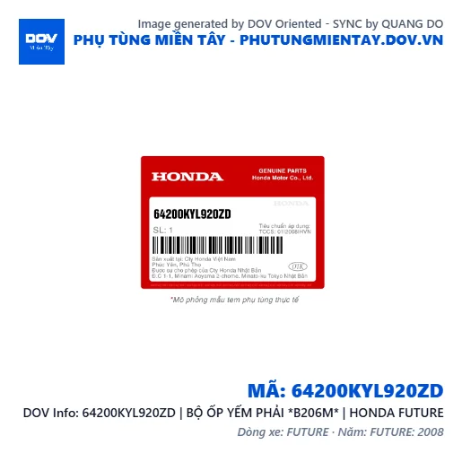 64200KYL920ZD | BỘ ỐP YẾM PHẢI *B206M* | HONDA FUTURE — 64200KYL920ZD