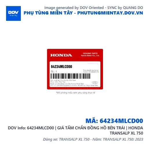 64234MLCD00 | GIÁ TẤM CHẮN ĐỒNG HỒ BÊN TRÁI | HONDA TRANSALP XL 750 — 64234MLCD00
