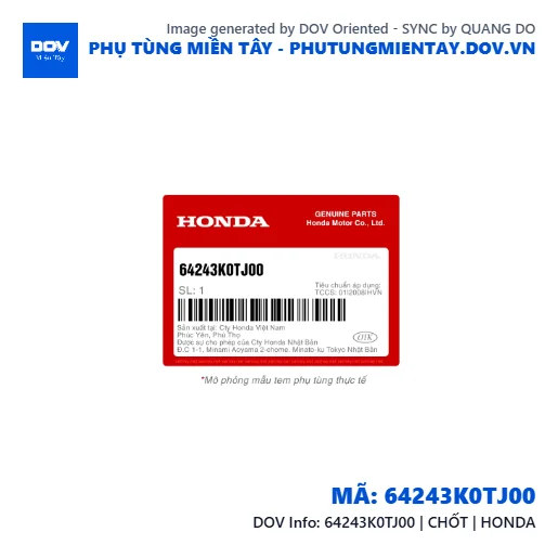 64243K0TJ00 | CHỐT | HONDA  — 64243K0TJ00