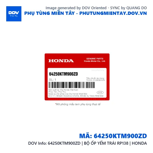 64250KTM900ZD | BỘ ỐP YẾM TRÁI RP138 | HONDA — 64250KTM900ZD