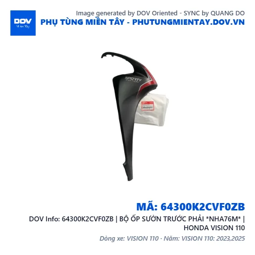 64300K2CVF0ZB | BỘ ỐP SƯỜN TRƯỚC PHẢI *NHA76M* | HONDA VISION 110 — 64300K2CVF0ZB