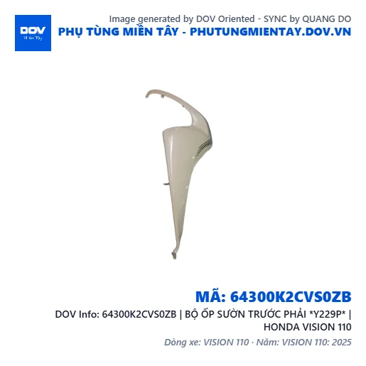 64300K2CVS0ZB | BỘ ỐP SƯỜN TRƯỚC PHẢI *Y229P* | HONDA VISION 110 — 64300K2CVS0ZB