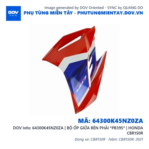 64300K45NZ0ZA | BỘ ỐP GIỮA BÊN PHẢI *PB395* | HONDA CBR150R — 64300K45NZ0ZA