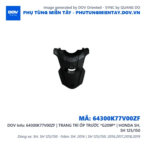 64300K77V00ZF | TRANG TRÍ ỐP TRƯỚC *G209P* | HONDA SH, SH 125/150 — 64300K77V00ZF