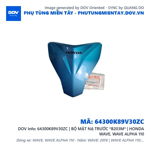64300K89V30ZC | BỘ MẶT NẠ TRƯỚC *B203M* | HONDA WAVE, WAVE ALPHA 110 — 64300K89V30ZC