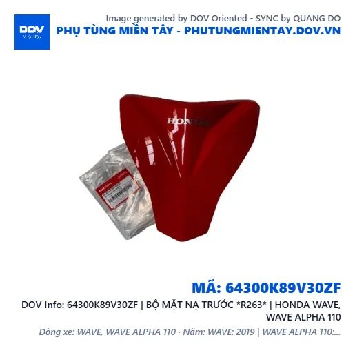 64300K89V30ZF | BỘ MẶT NẠ TRƯỚC *R263* | HONDA WAVE, WAVE ALPHA 110 — 64300K89V30ZF