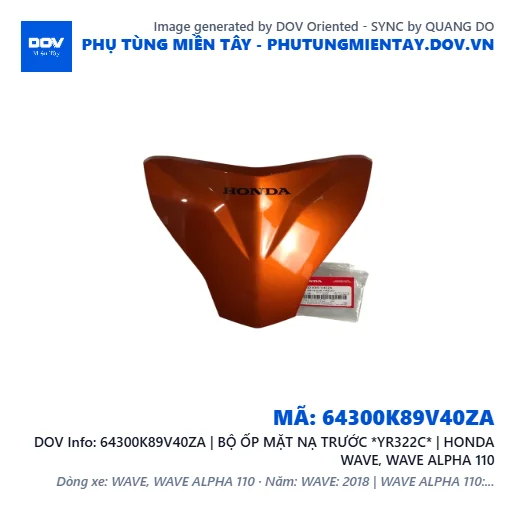 64300K89V40ZA | BỘ ỐP MẶT NẠ TRƯỚC *YR322C* | HONDA WAVE, WAVE ALPHA 110 — 64300K89V40ZA