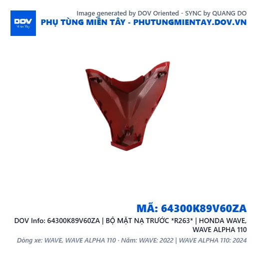 64300K89V60ZA | BỘ MẶT NẠ TRƯỚC *R263* | HONDA WAVE, WAVE ALPHA 110 — 64300K89V60ZA