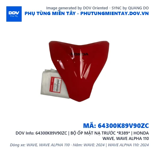 64300K89V90ZC | BỘ ỐP MẶT NẠ TRƯỚC *R389* | HONDA WAVE, WAVE ALPHA 110 — 64300K89V90ZC