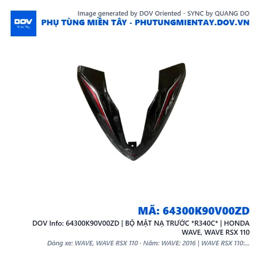 64300K90V00ZD | BỘ MẶT NẠ TRƯỚC *R340C* | HONDA WAVE, WAVE RSX 110 — 64300K90V00ZD