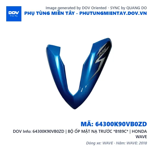 64300K90VB0ZD | BỘ ỐP MẶT NẠ TRƯỚC *B189C* | HONDA WAVE — 64300K90VB0ZD