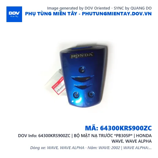 64300KRS900ZC | BỘ MẶT NẠ TRƯỚC *PB305P* | HONDA WAVE, WAVE ALPHA — 64300KRS900ZC