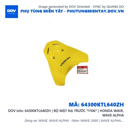 64300KTL640ZH | BỘ MẶT NẠ TRƯỚC *Y106* | HONDA WAVE, WAVE ALPHA — 64300KTL640ZH