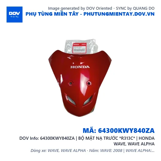 64300KWY840ZA | BỘ MẶT NẠ TRƯỚC *R313C* | HONDA WAVE, WAVE ALPHA — 64300KWY840ZA