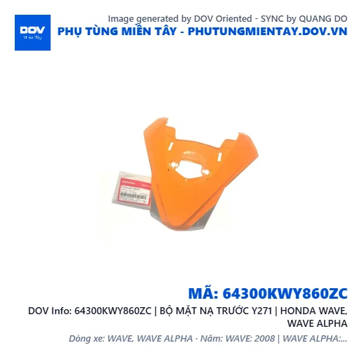 64300KWY860ZC | BỘ MẶT NẠ TRƯỚC Y271 | HONDA WAVE, WAVE ALPHA — 64300KWY860ZC