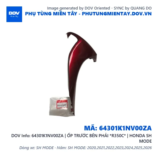 64301K1NV00ZA | ỐP TRƯỚC BÊN PHẢI *R350C* | HONDA SH MODE — 64301K1NV00ZA