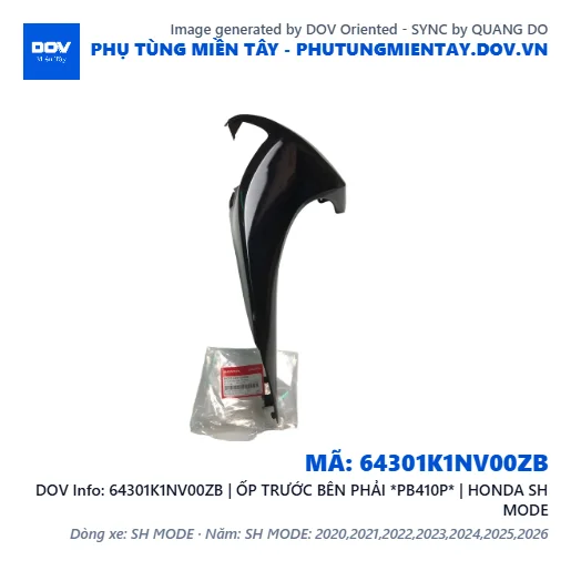 64301K1NV00ZB | ỐP TRƯỚC BÊN PHẢI *PB410P* | HONDA SH MODE — 64301K1NV00ZB
