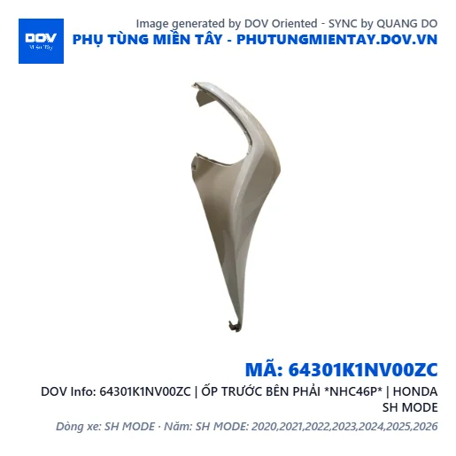 64301K1NV00ZC | ỐP TRƯỚC BÊN PHẢI *NHC46P* | HONDA SH MODE — 64301K1NV00ZC