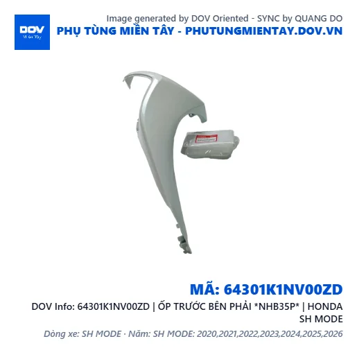 64301K1NV00ZD | ỐP TRƯỚC BÊN PHẢI *NHB35P* | HONDA SH MODE — 64301K1NV00ZD