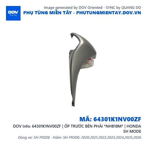 64301K1NV00ZF | ỐP TRƯỚC BÊN PHẢI *NHB18M* | HONDA SH MODE — 64301K1NV00ZF