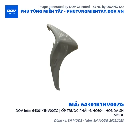 64301K1NV00ZG | ỐP TRƯỚC PHẢI *NHC60* | HONDA SH MODE — 64301K1NV00ZG