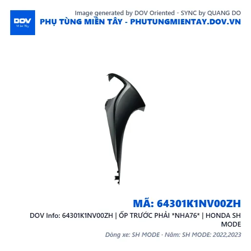 64301K1NV00ZH | ỐP TRƯỚC PHẢI *NHA76* | HONDA SH MODE — 64301K1NV00ZH