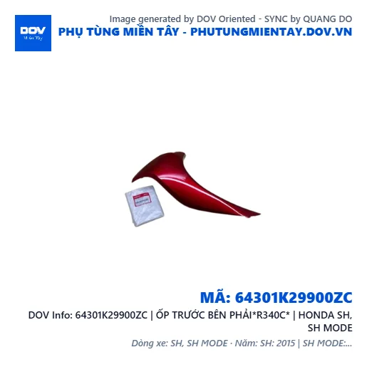 64301K29900ZC | ỐP TRƯỚC BÊN PHẢI*R340C* | HONDA SH, SH MODE — 64301K29900ZC