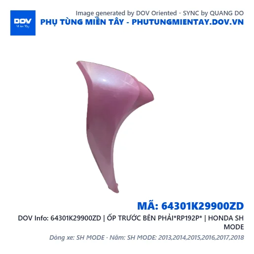 64301K29900ZD | ỐP TRƯỚC BÊN PHẢI*RP192P* | HONDA SH MODE — 64301K29900ZD