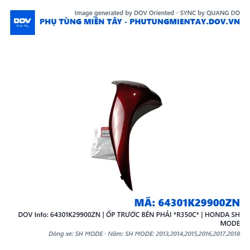 64301K29900ZN | ỐP TRƯỚC BÊN PHẢI *R350C* | HONDA SH MODE — 64301K29900ZN