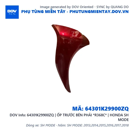 64301K29900ZQ | ỐP TRƯỚC BÊN PHẢI *R368C* | HONDA SH MODE — 64301K29900ZQ