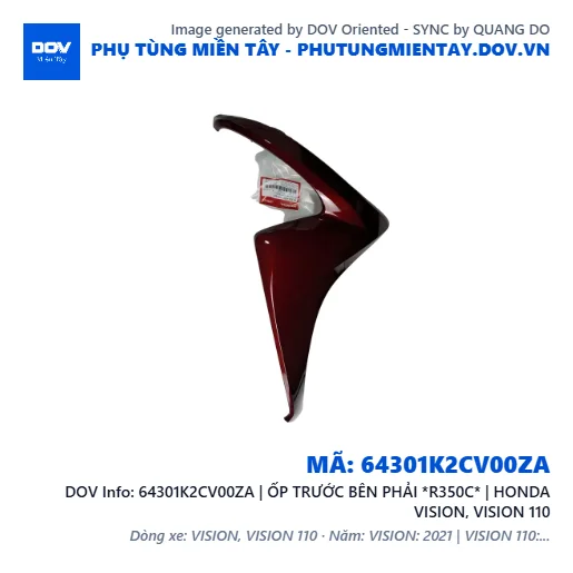 64301K2CV00ZA | ỐP TRƯỚC BÊN PHẢI *R350C* | HONDA VISION, VISION 110 — 64301K2CV00ZA