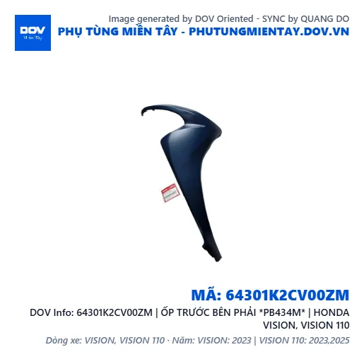 64301K2CV00ZM | ỐP TRƯỚC BÊN PHẢI *PB434M* | HONDA VISION, VISION 110 — 64301K2CV00ZM