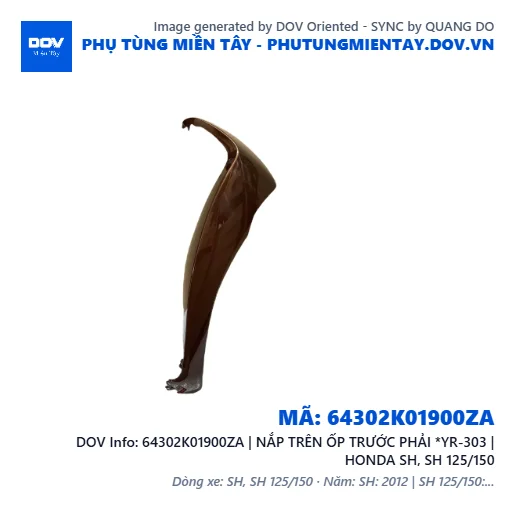 64302K01900ZA | NẮP TRÊN ỐP TRƯỚC PHẢI *YR-303 | HONDA SH, SH 125/150 — 64302K01900ZA