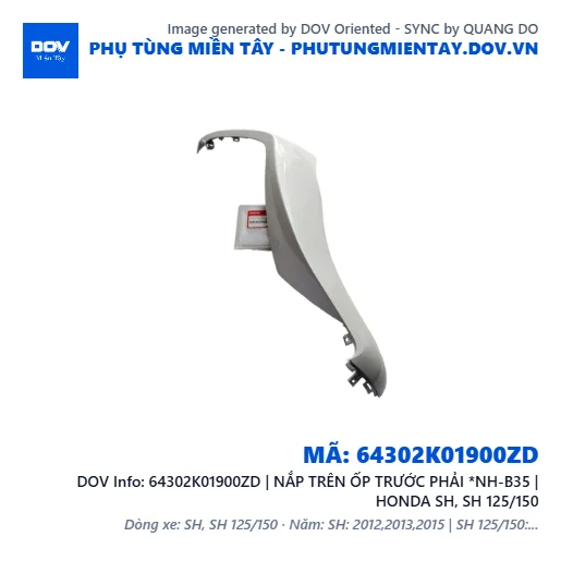 64302K01900ZD | NẮP TRÊN ỐP TRƯỚC PHẢI *NH-B35 | HONDA SH, SH 125/150 — 64302K01900ZD