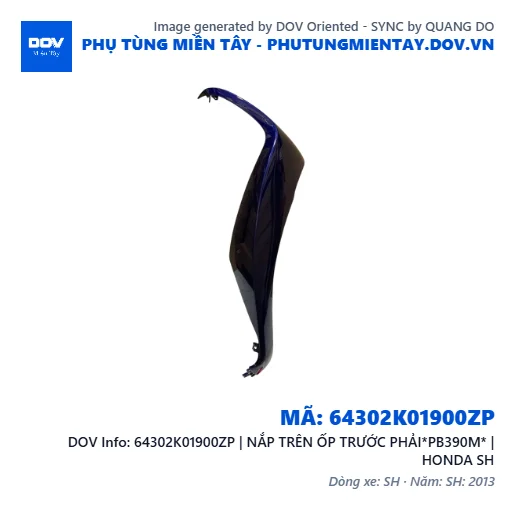 64302K01900ZP | NẮP TRÊN ỐP TRƯỚC PHẢI*PB390M* | HONDA SH — 64302K01900ZP