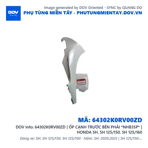 64302K0RV00ZD | ỐP CẠNH TRƯỚC BÊN PHẢI *NHB35P* | HONDA SH, SH 125/150, SH 125/160 — 64302K0RV00ZD