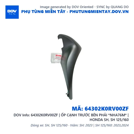 64302K0RV00ZF | ỐP CẠNH TRƯỚC BÊN PHẢI *NHA76M* | HONDA SH, SH 125/160 — 64302K0RV00ZF