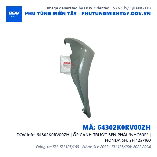 64302K0RV00ZH | ỐP CẠNH TRƯỚC BÊN PHẢI *NHC60P* | HONDA SH, SH 125/160 — 64302K0RV00ZH
