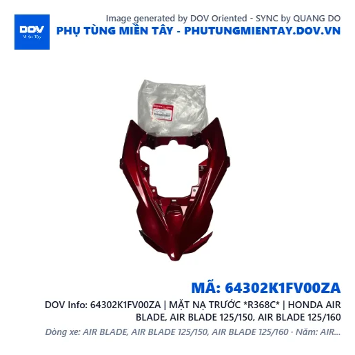 64302K1FV00ZA | MẶT NẠ TRƯỚC *R368C* | HONDA AIR BLADE, AIR BLADE 125/150, AIR BLADE 125/160 — 64302K1FV00ZA