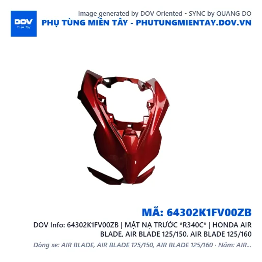 64302K1FV00ZB | MẶT NẠ TRƯỚC *R340C* | HONDA AIR BLADE, AIR BLADE 125/150, AIR BLADE 125/160 — 64302K1FV00ZB