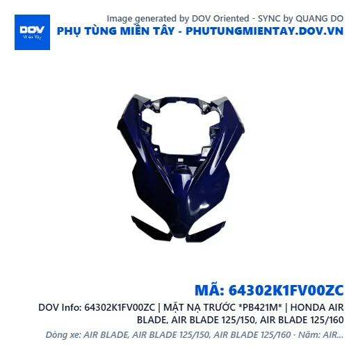 64302K1FV00ZC | MẶT NẠ TRƯỚC *PB421M* | HONDA AIR BLADE, AIR BLADE 125/150, AIR BLADE 125/160 — 64302K1FV00ZC