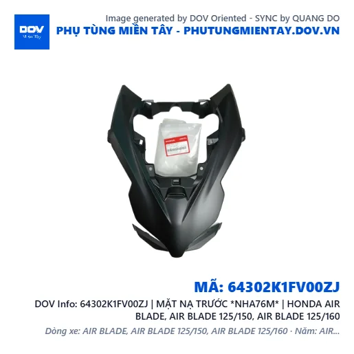 64302K1FV00ZJ | MẶT NẠ TRƯỚC *NHA76M* | HONDA AIR BLADE, AIR BLADE 125/150, AIR BLADE 125/160 — 64302K1FV00ZJ