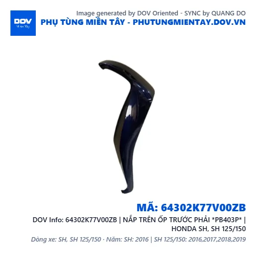 64302K77V00ZB | NẮP TRÊN ỐP TRƯỚC PHẢI *PB403P* | HONDA SH, SH 125/150 — 64302K77V00ZB