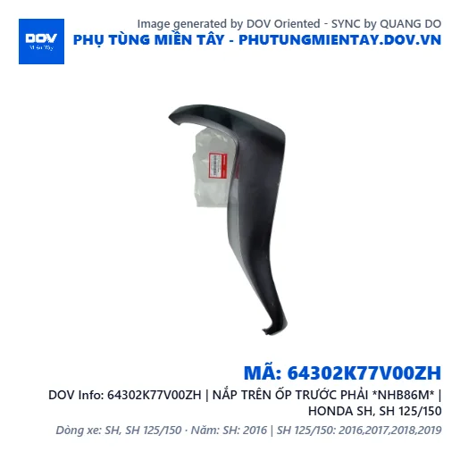64302K77V00ZH | NẮP TRÊN ỐP TRƯỚC PHẢI *NHB86M* | HONDA SH, SH 125/150 — 64302K77V00ZH