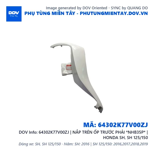 64302K77V00ZJ | NẮP TRÊN ỐP TRƯỚC PHẢI *NHB35P* | HONDA SH, SH 125/150 — 64302K77V00ZJ