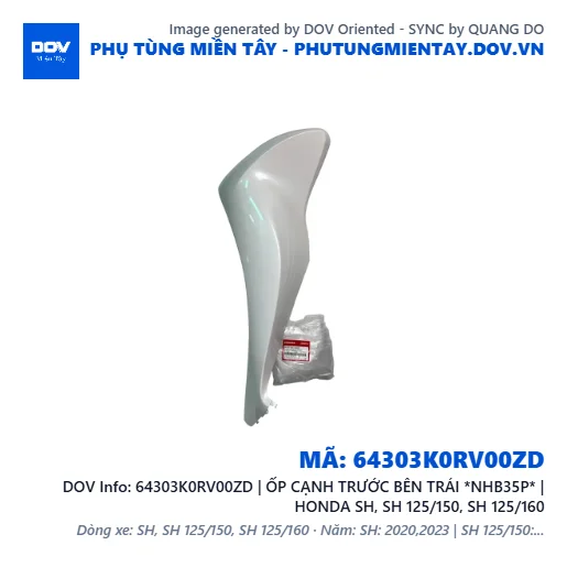64303K0RV00ZD | ỐP CẠNH TRƯỚC BÊN TRÁI *NHB35P* | HONDA SH, SH 125/150, SH 125/160 — 64303K0RV00ZD